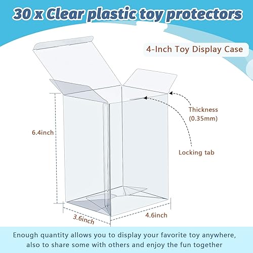 Miniatura 2 de Jetec 30 piezas de plástico transparente para juguetes, vitrina de juguetes de 4 pulgadas, vitrina coleccionable de vinilo, caja protectora suave y