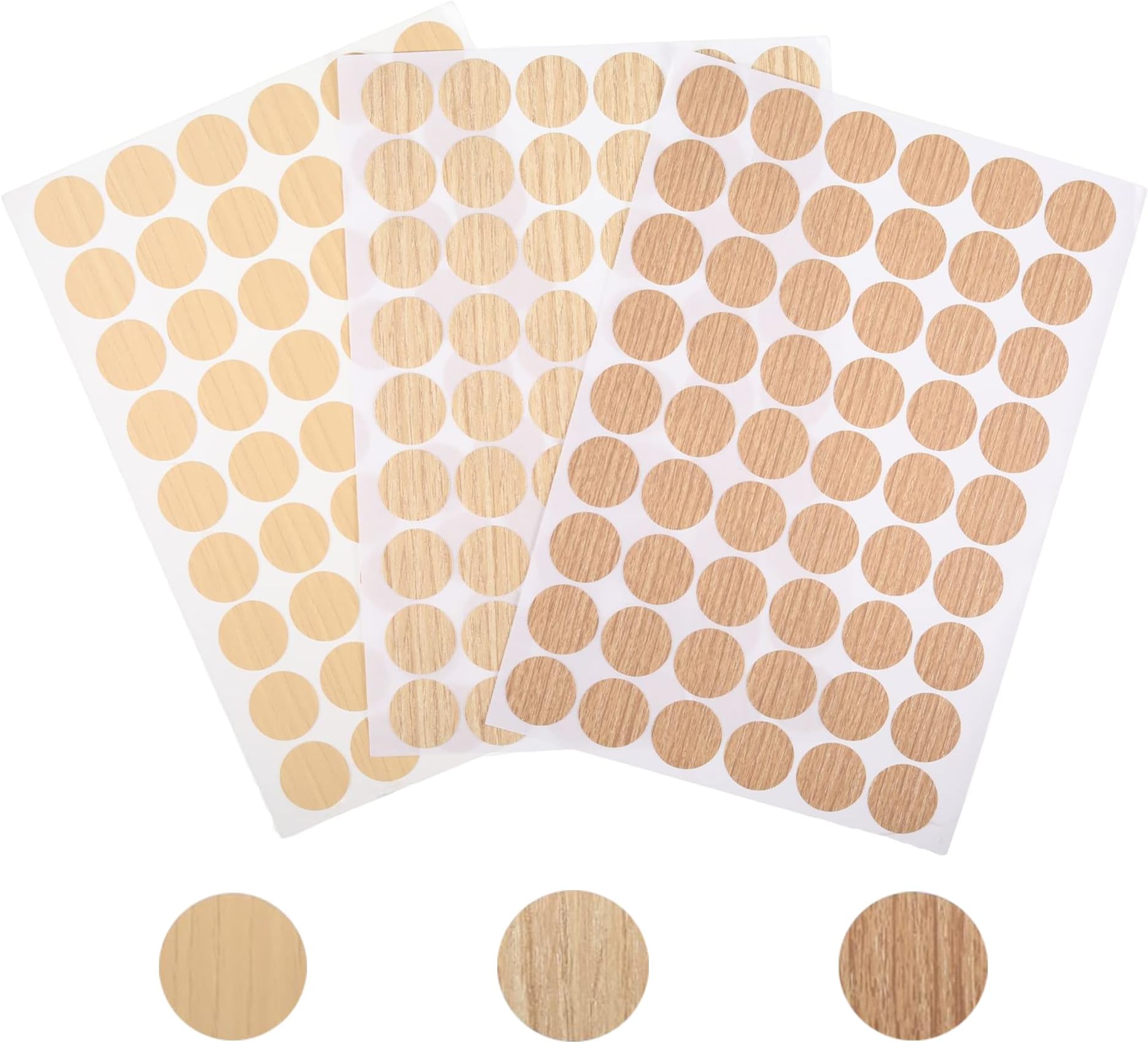 Screw Hole Stickers Self Adhesive 162 Pcs 21mm Wood Texture Screw Cover Stickers for Wood Screws Wardrobe Closet Cabinets Desk Furniture Decoration (Oak Deep)
