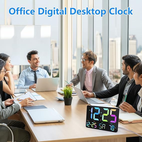 Sukeen 11.5 Digital Clock Wall Clock，Large Digital Wall Clock w/ Remote Control，Digital Alarm Clock w/ Date，Day，Temperature，Colour Figures,12/24H，Wall Clocks Living Room Office School Gym (GH0717)