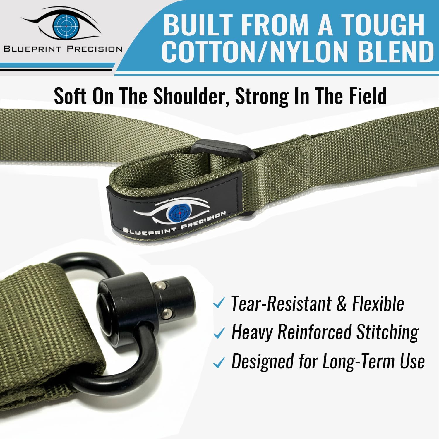 Rifle Sling - Durable Two Point Sling with Fast Adjust Pull Tab, Dual QD Mounts & Free Camo Sling Band