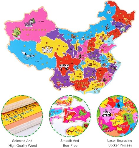 Miniatura 2 de Alipis Juguetes deportivos para niños, 1 juego de 2 piezas, rompecabezas de mapas, mapa chino, juego de mesa, juguetes Montessori, juguetes