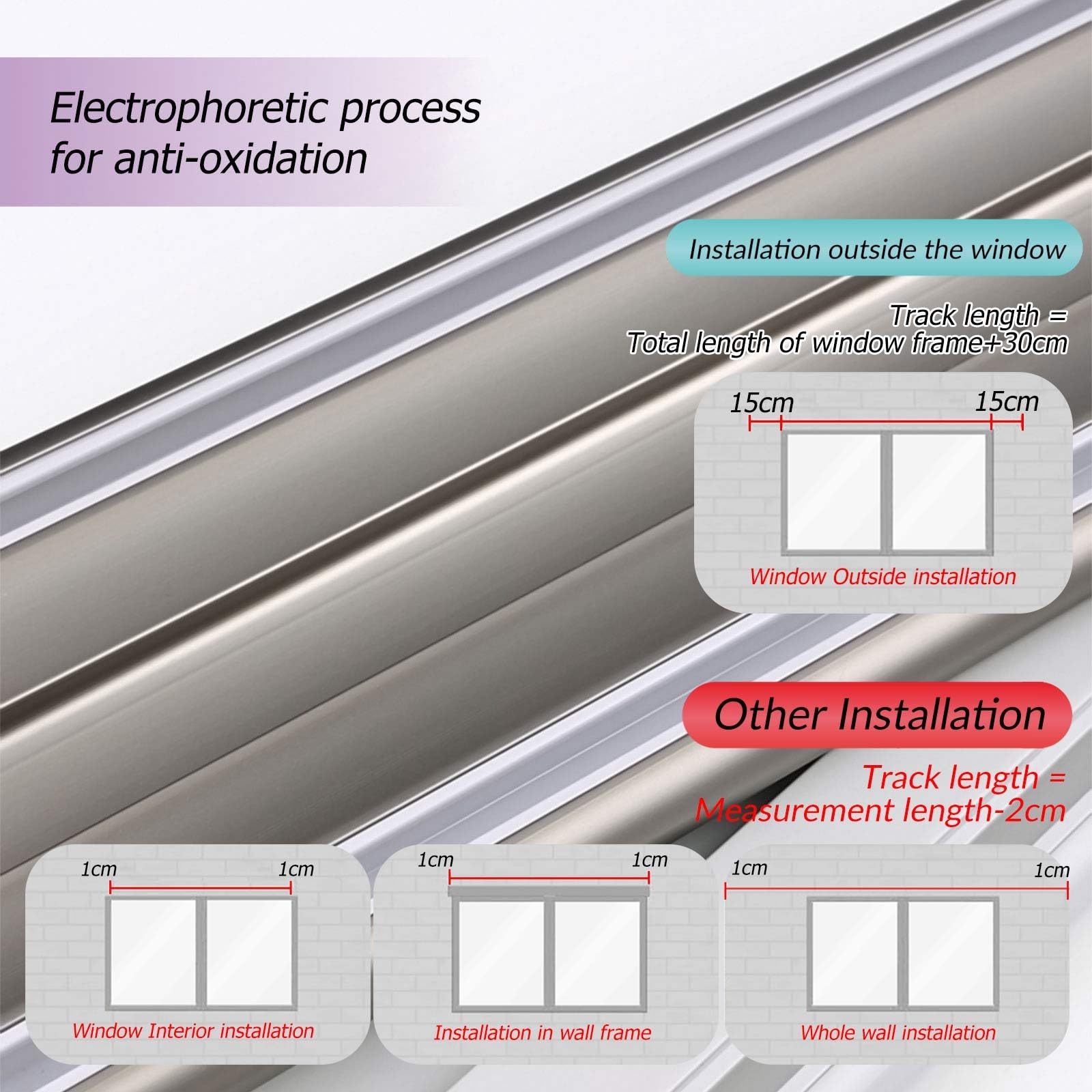Wytrzymały dwurzędowy aluminiowy system szyn do zasłon sufitowych, 500 cm, szybowiec do salonu, łazienki, sypialni i przegrody - niebieskie rozwiązanie draperii
