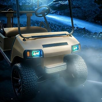 RGB LED Headlight & Turn Signal Kit for Club Car DS (1993-Up), 12V Street Legal Golf Cart Light Kit with Brake Lights, Horn, APP Music Sync Control, Easy Installation