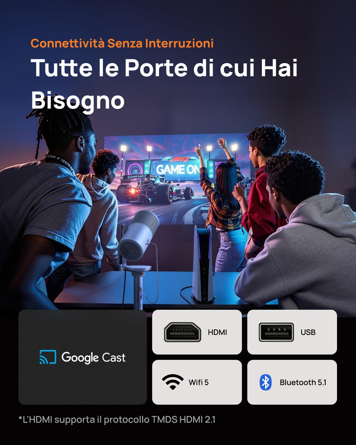 XGIMI MoGo 4 Laser Proiettore Portatile 550 Lumen ISO Supporto 360° Batteria Integrata Google TV Netflix Harman Kardon