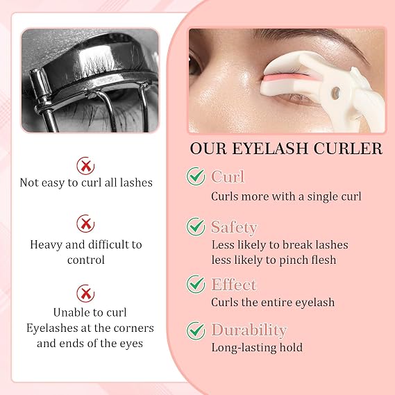 2 Style Eyelash Curlers, Plastic Eyelash Curler | Premium Cute Small Eye Lash Curler for No Pinching or Pulling Lash, Professional Makeup Tool for Eyelashes for Long Lasting