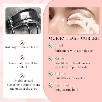 2 Style Eyelash Curlers, Plastic Eyelash Curler | Premium Cute Small Eye Lash Curler for No Pinching or Pulling Lash, Professional Makeup Tool for Eyelashes for Long Lasting