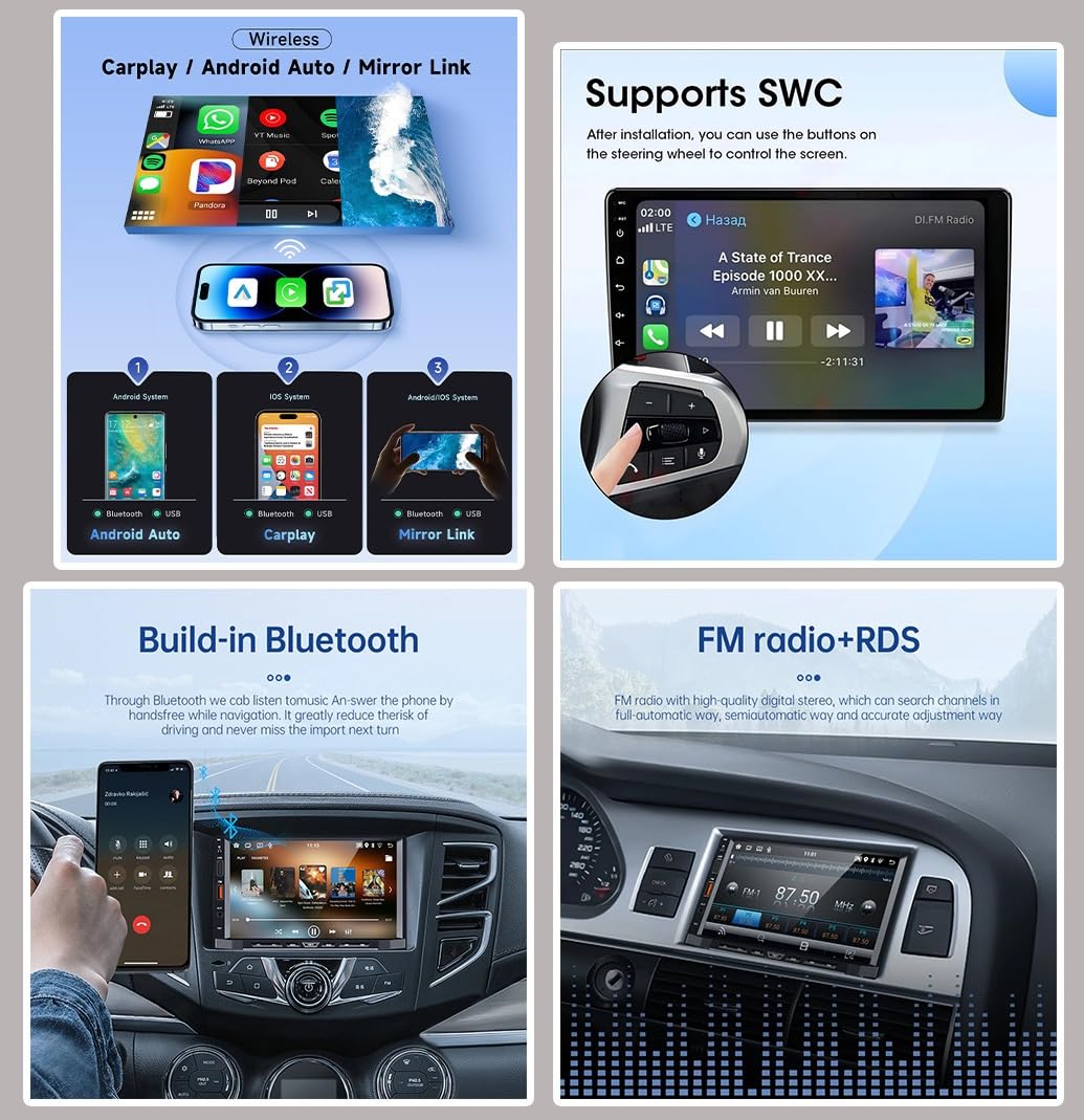 Autoradio 2 DIN con CarPlay/Android Auto, Touchscreen Radio da 9 pollici, Controllo vocale,per Nissan Livina 2 2013-2020 Navigazione GPS, WiFi & Bluetooth, FM/AM(B,2K C20 Plus)