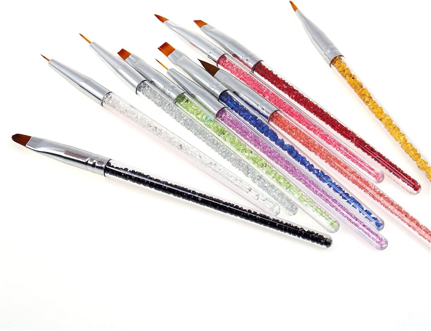 Nail Pens 10Pcs/Set Rhinestone Handle Painting Lines Multicolor Nail Art Brush Kit Liner Flower Drawing Pens for Nail Art