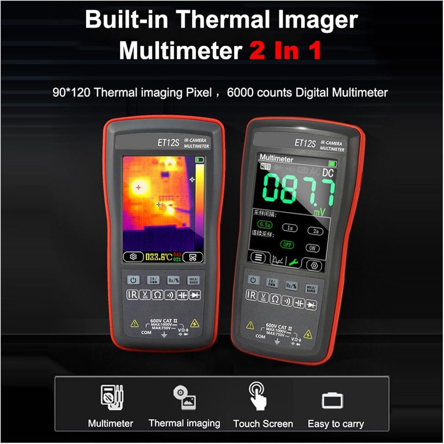 LIBODD ET12S multimeter display showing voltage measurement