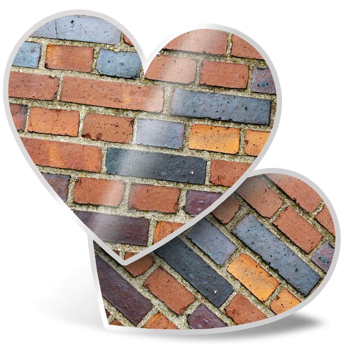 Destination Vinyl Ltd Multi 2 X Heart Stickers 7.5 Cm - Brick Wall Construction Building House Laptop Tablet Luggage Scrapbook #44447