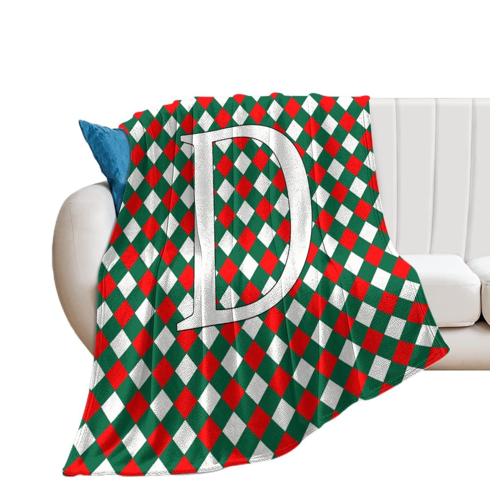 Couverture en flanelle douce monogramme D, plaid lit haut de gamme