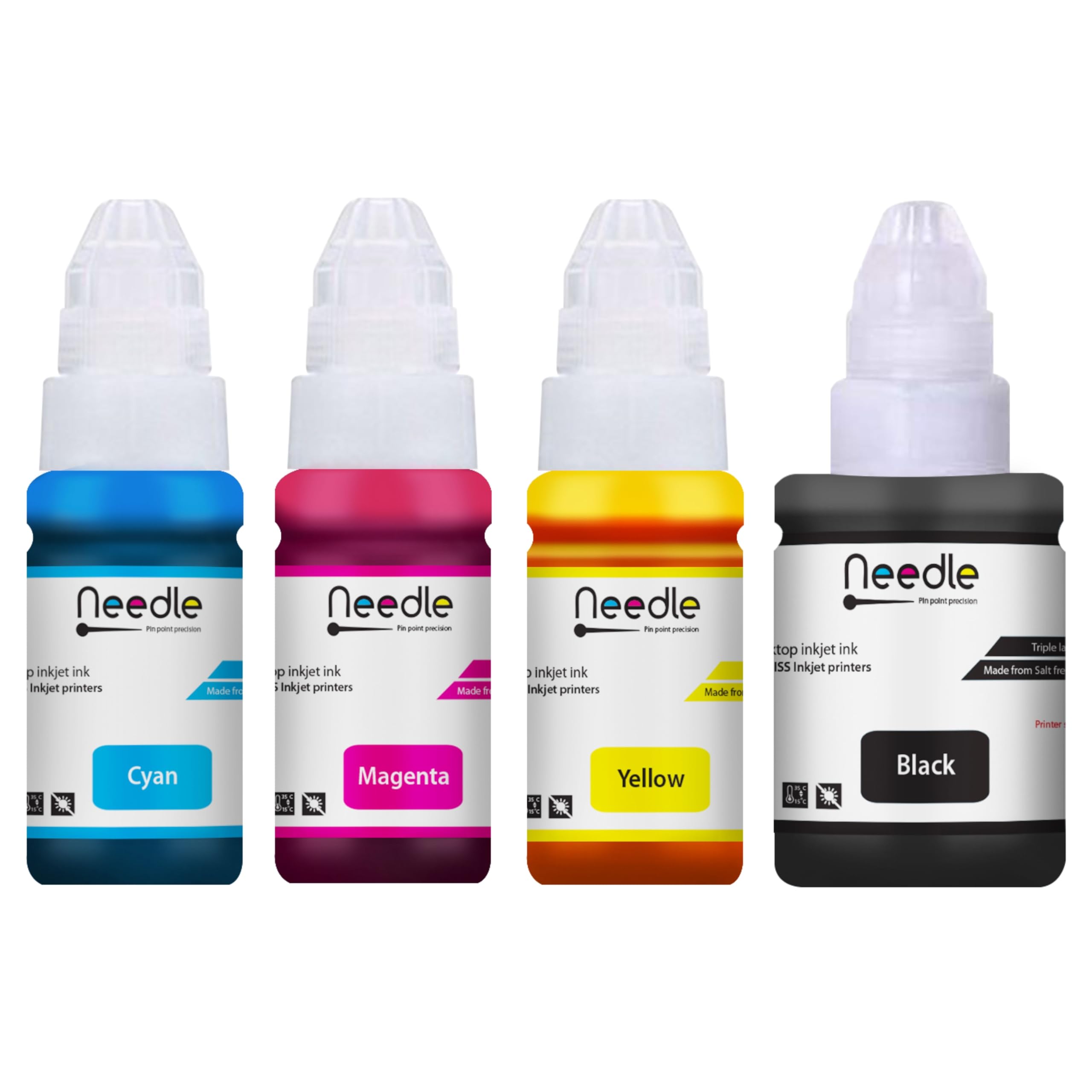 Needle 70gms +135gms GI790 Compatible Ink Refill | Made in India | for Canon Pixma G1000 G1010 G2000 G2010 G3000 G3010 G4000 G4010 G4085 Printers (CMYK)