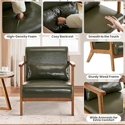 Miniatura 6 de MOJAY Silla decorativa moderna con otomana, sillón tapizado de piel sintética, silla de sala de estar para dormitorio, balcón, recepción