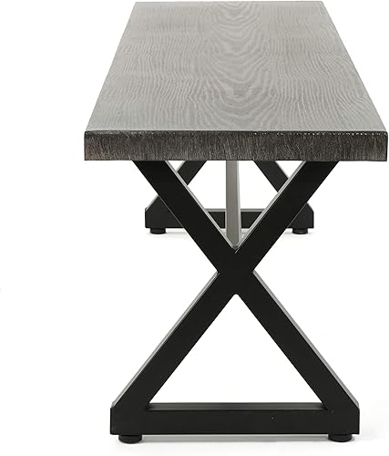 Miniatura 3 de Christopher Knight Home Rolando - Banco de comedor de aluminio para exteriores con marco de acero, grisnegro