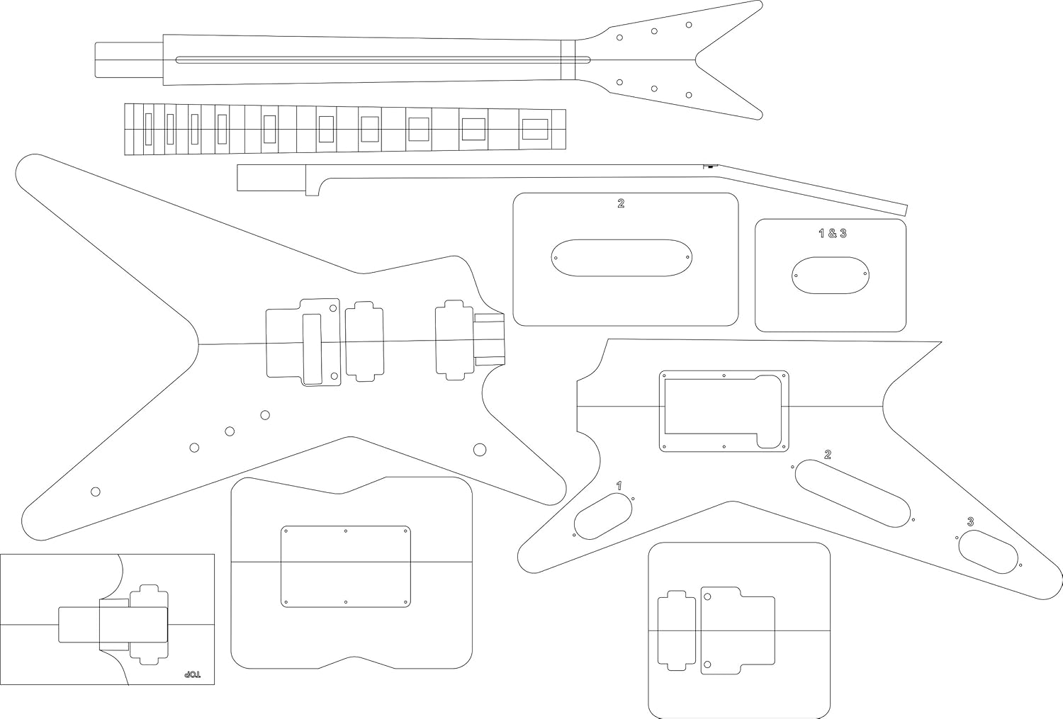 Electric Guitar Routing Template ML Musical Instruments