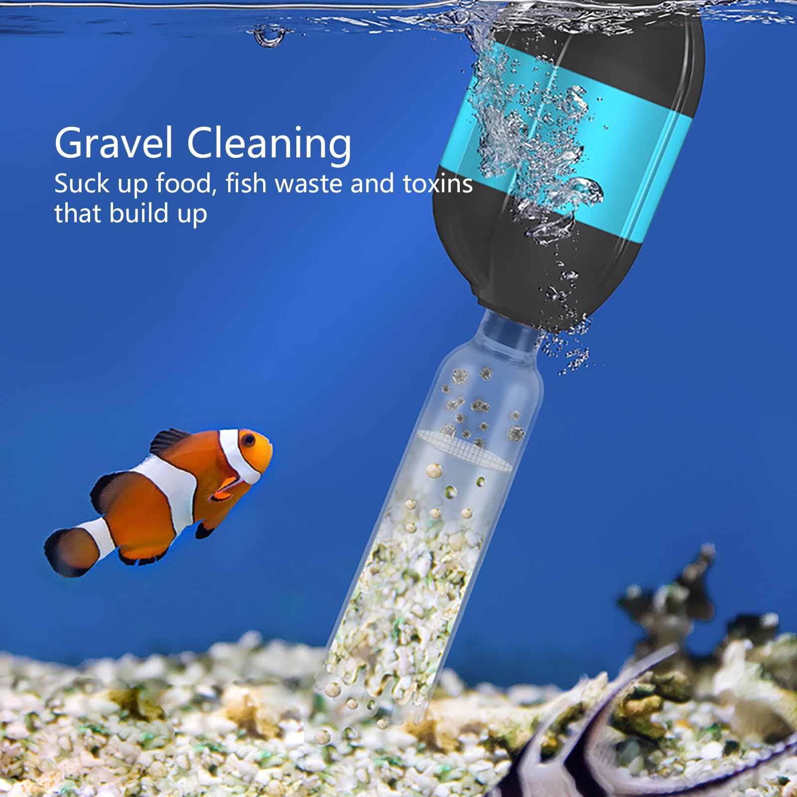 Herramientas Automáticas De Limpieza De Peceras, Limpiador De Grava para Peceras, Artículos De Mantenimiento De Agua para Acuarios, Apto para Cambiar La Arena De Lavado De Agua(20W)