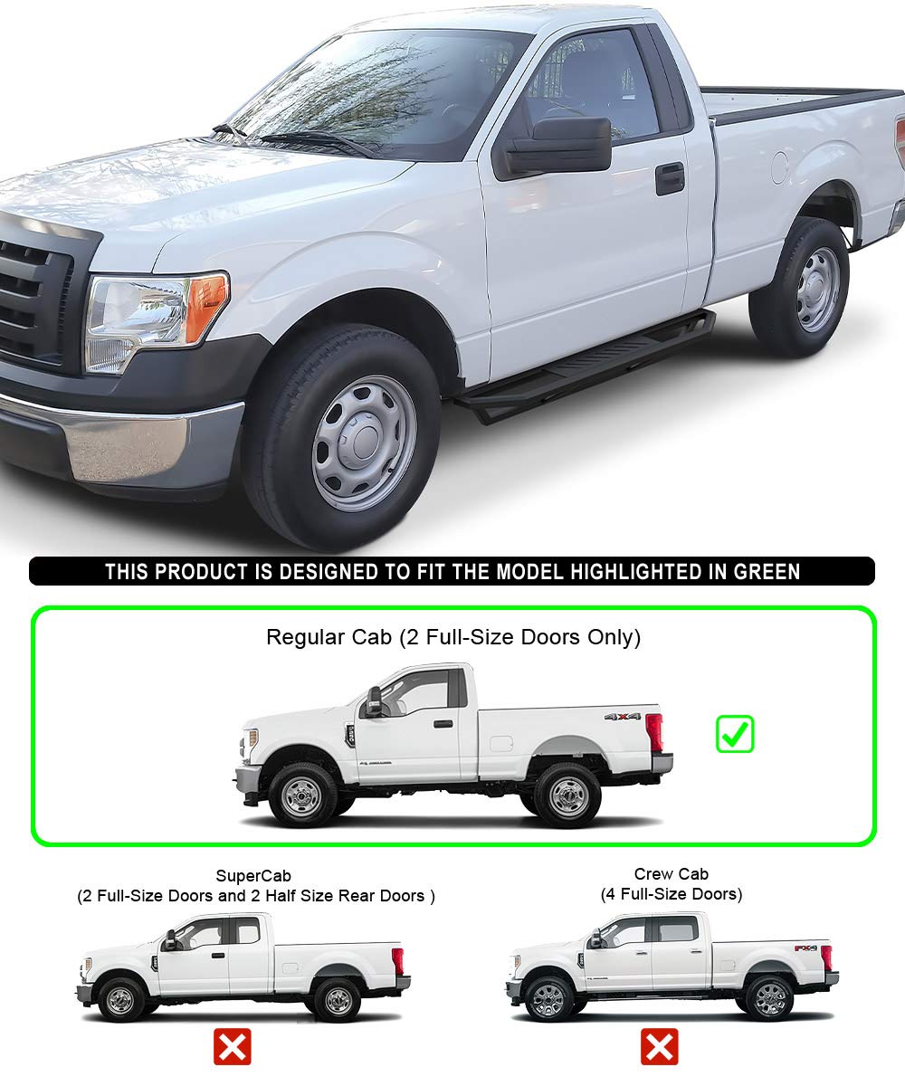 APS 6.5in Side Armor 304 Stainless Steel Running Boards Compatible with Ford F150 2015-2025 Regular Cab & F-250 F-350 Super Duty 2017-2025 (Nerf Bars Side Steps Side Bars)