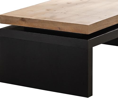 Miniatura 109 de SSLine Mesa de centro rectangular de madera antigua de 45.2 pulgadas para sala de estar, mesas auxiliares de almacenamiento de 2 niveles con patas