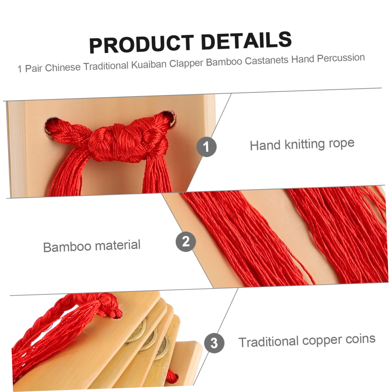 SUPVOX 1 Pair Musical Instrument Hand Percussion Instruments Percussion Clap Wooden Castanets Percussion Instrument Finger Castanets Classical Instrument Adult