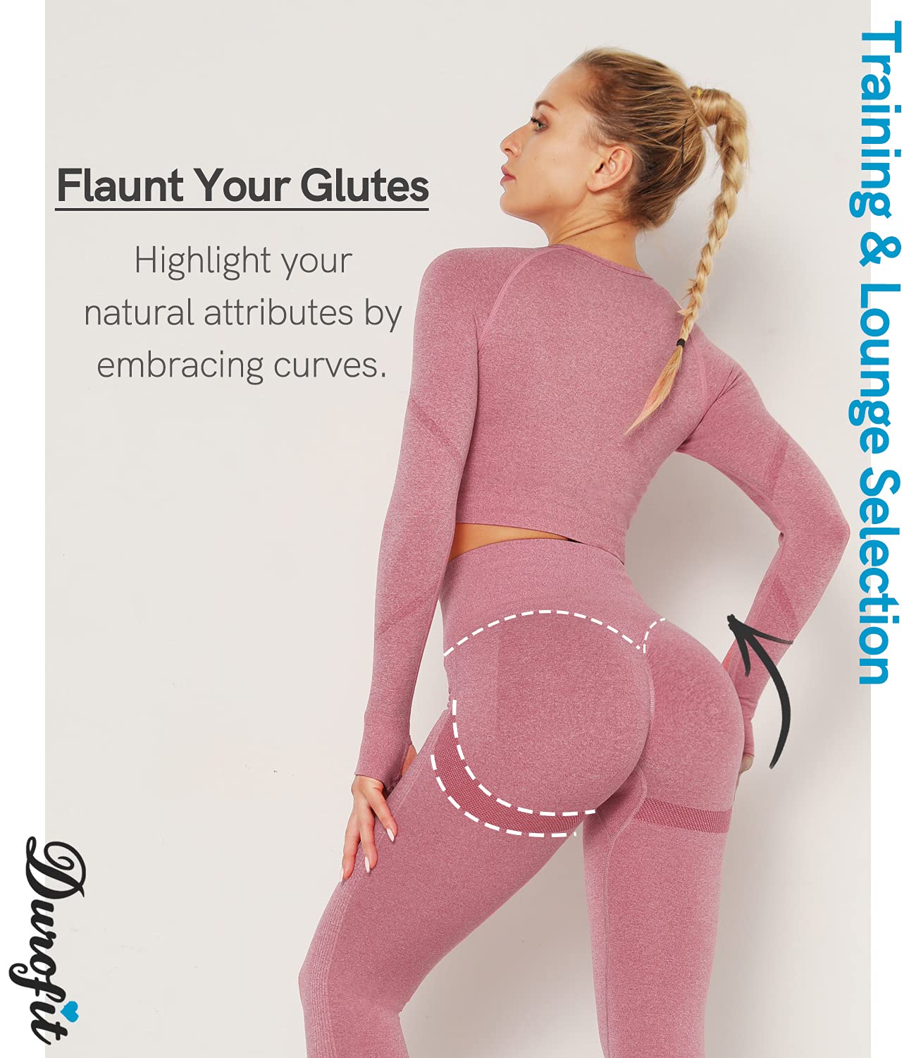 DUROFIT Leggins Donna Push up Leggings Sportivi Vita Alta Anticellulite Pantaloni Palestra per Fitness Yoga Pant