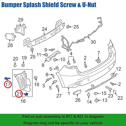 Miniatura 5 de OAUTOO 10 juegos Fender Liner Cubierta de parachoques Tornillo protector contra salpicaduras y tuerca en U para Mazda B455-56-135, 9CF6-00-516B