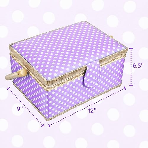 Vista 55 de Sewing Basket Organizer with Complete Sewing Supplies, Wooden Sewing Storage Organizer with Removable Tray Sewing Essentials and Tomato Pincushion