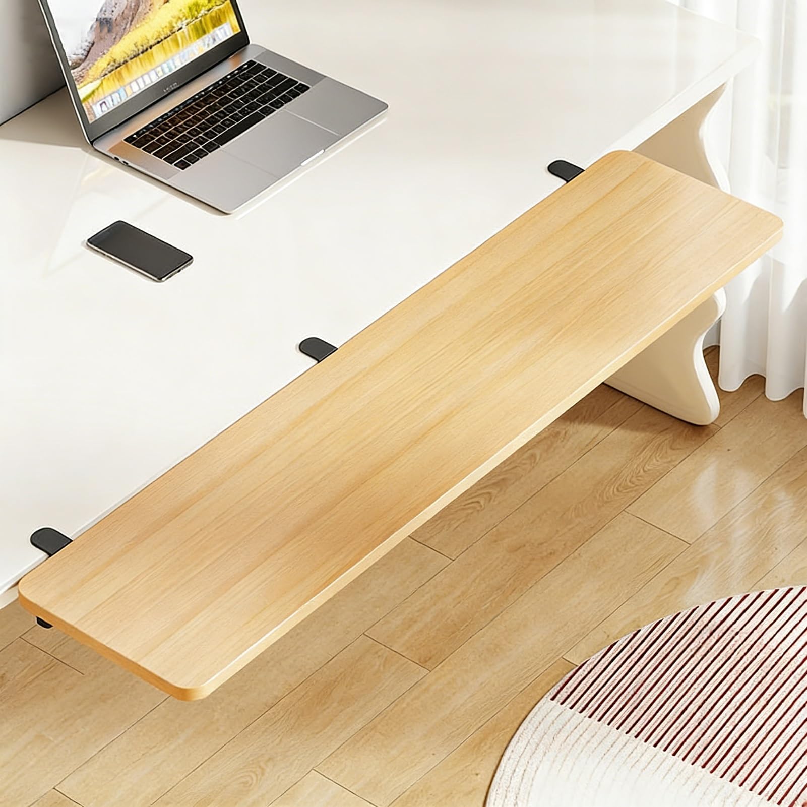 VXHCS Computer-Schreibtisch-Verlängerungsplatte, Mensola A Morsetto Senza Punzonatura, Supporto Ergonomico per Braccio del Computer Estensione Desktop(40x20cm)