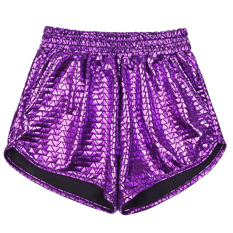 Mirawise Girls Metallic Shorts Shiny Hot Pants Sparkly Dance Outfits Short Pants