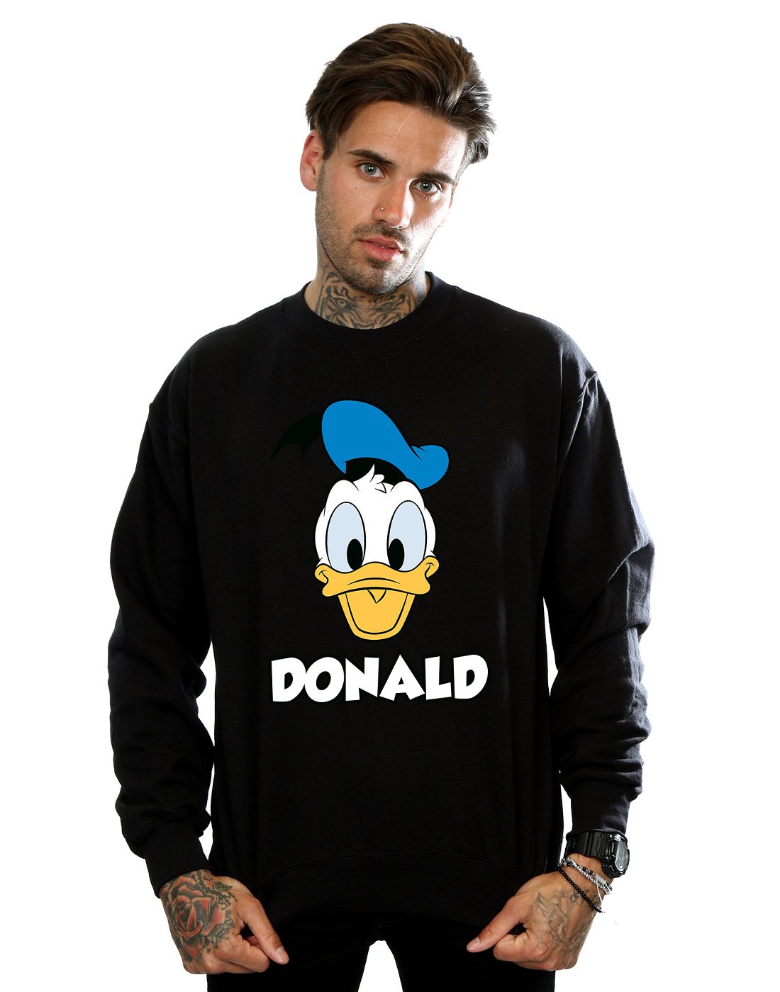 Disney Men's Donald Duck Face Sweatshirt XXX-Large Black