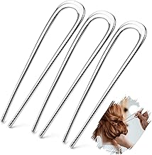 Mbsomnus Pack of 3 French Hair Pin Metal French Hair Pin 14 cm French Twist Hair Pin U-Shaped Hair Fork Large Hair Pin Silver Hair Pins French Clip for Women Girls All Hair Types