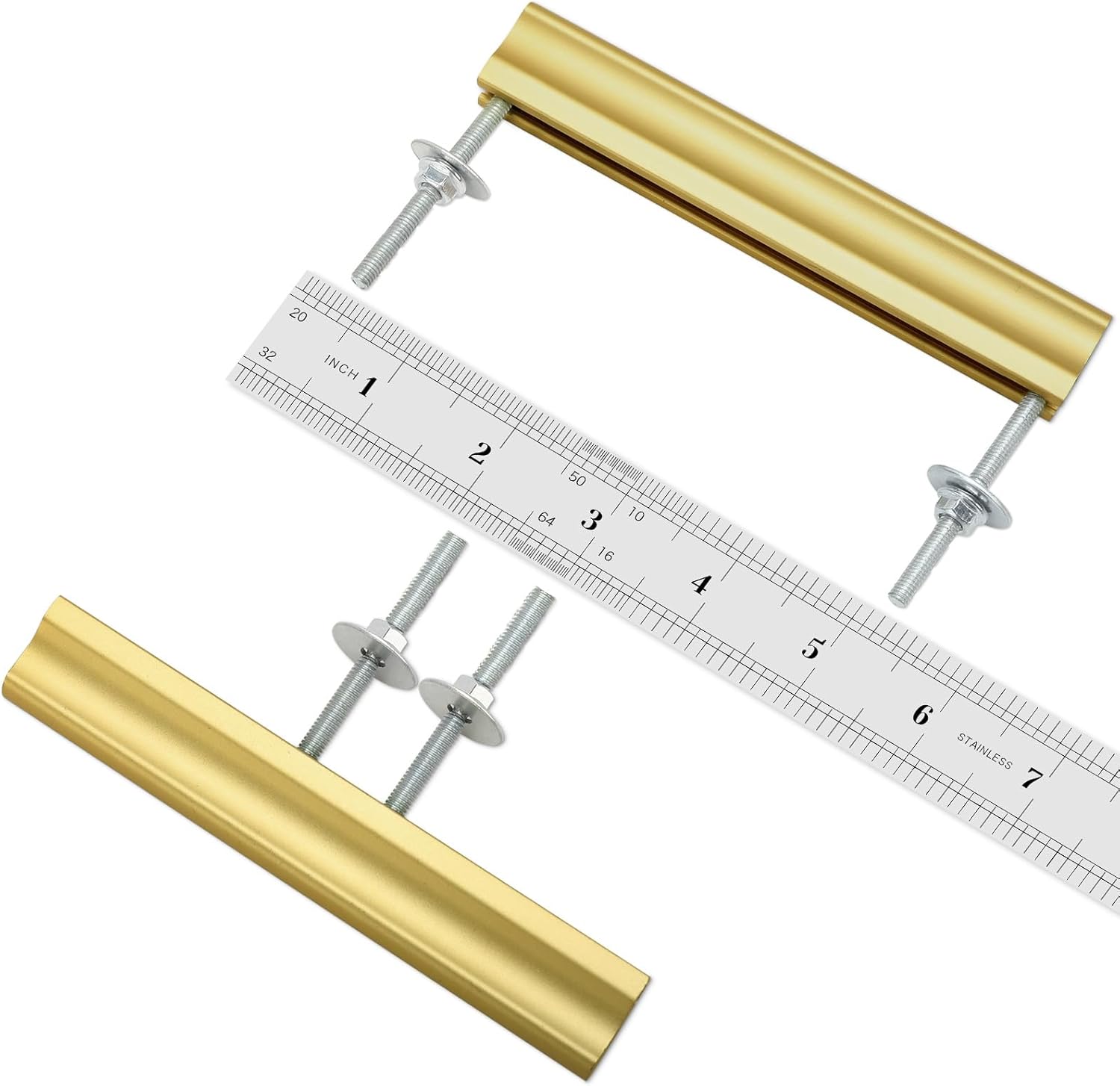 Peaha 6 Pack Adjustable Drawer Pulls Matte Gold Cabinet Handles 1in to 4in Hole Centers