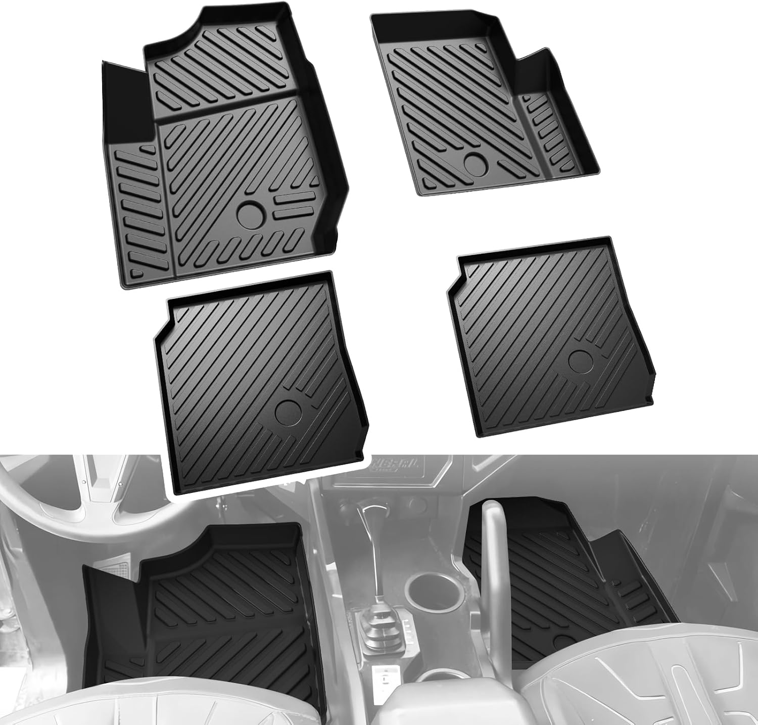 Floor Mats for Polaris General 4 1000/ General XP 4 1000 2016-2023, Front & Rear Row Anti-Slip Slush Mats, All Weather Protection TPE Material Accessories, 4PCS