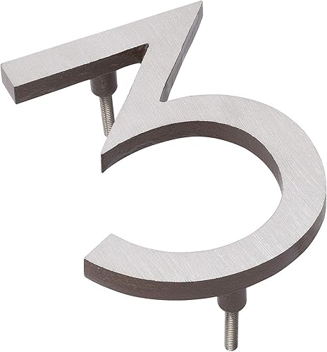 Montague Metal Products MHN-10-F-RB2-3 Números flotantes modernos de aluminio cepillado macizo, 10 pulgadas, bronce romano recubierto de níquel