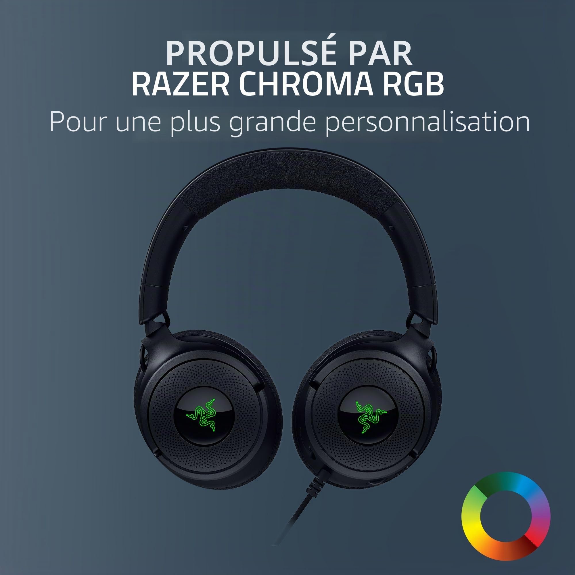 Razer Kraken V4 X Casque Gaming Filaire : Pilotes 40mm - Micro cardioïde - Coussins en mousse à mémoire de forme - Éclairage RVB Chroma - Câble de type C & Type A - Pour PC, Mac, PS5, Nintendo Switch,