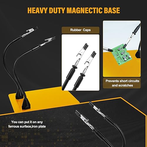Miniatura 5 de Juego de 2 brazos magnéticos de metal con clips de cuero para ayudar a las manos soldar electrónica soldadura joyería pintura arte manualidades