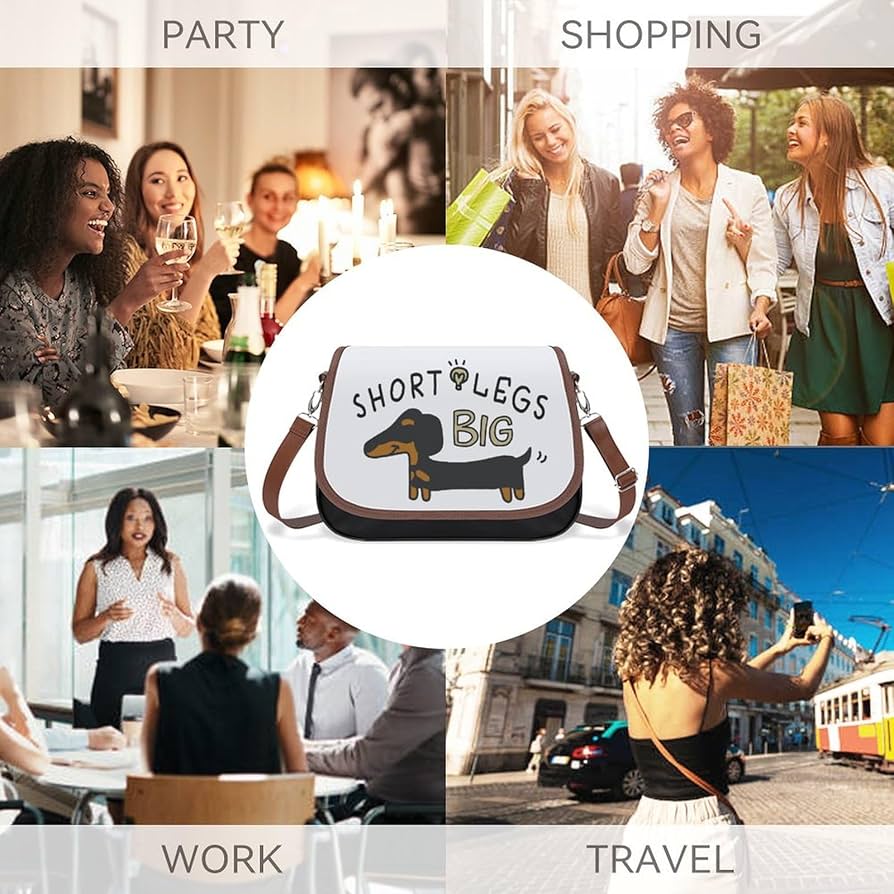 ダックスのプリントイラスト ショルダーバッグ ネイビー ダックスのプリントイラスト ショルダーバッグ ネイビー