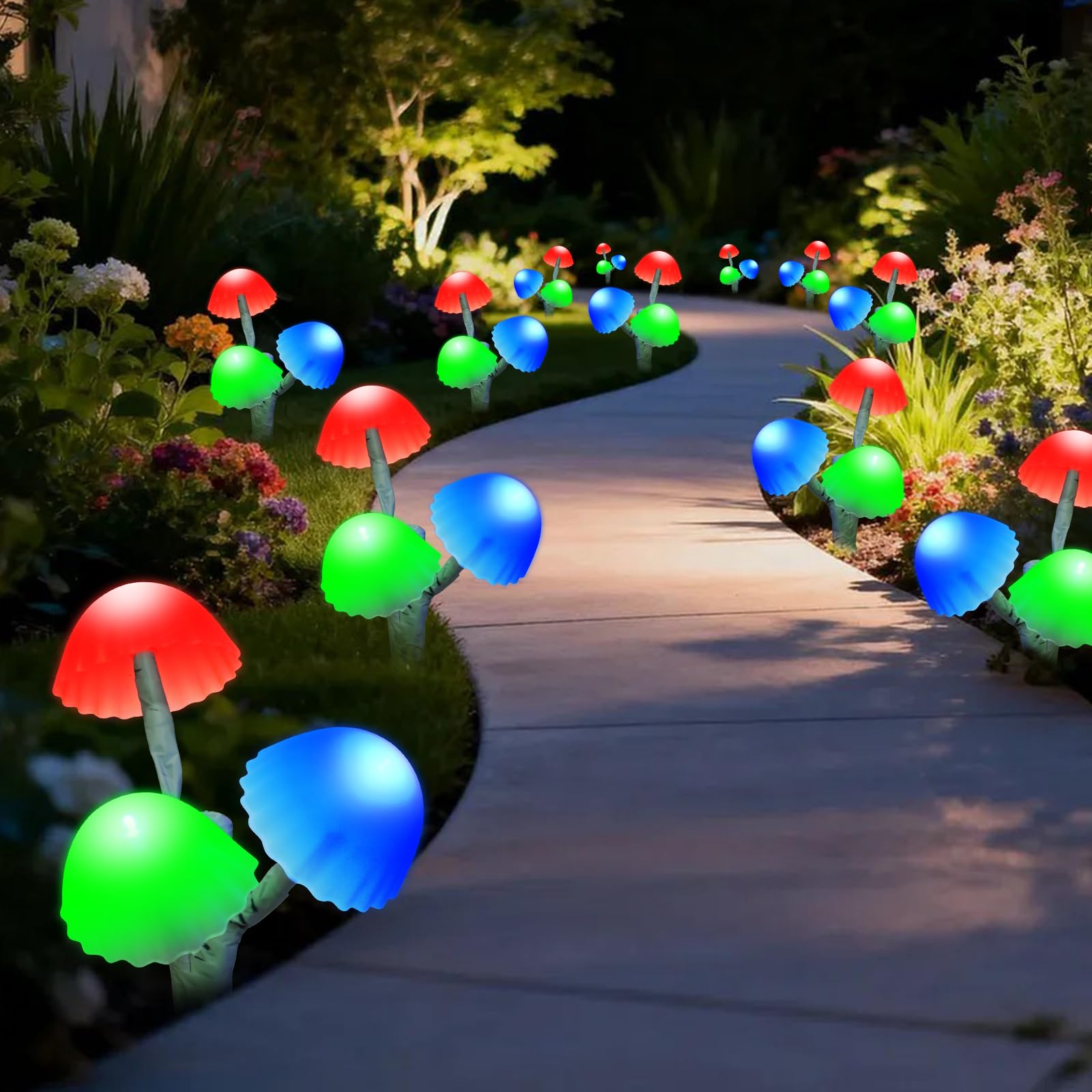 BeHiller Solar-Pilz-Lichter für den Außenbereich für Rasendekorationen, 6 Stück, 18 LEDs, 8 Beleuchtungsmodi, mehrfarbig, Pilze, Hofdekoration für Mutter, Geschenk, Solar-Gartenleuchten für Hinterhof