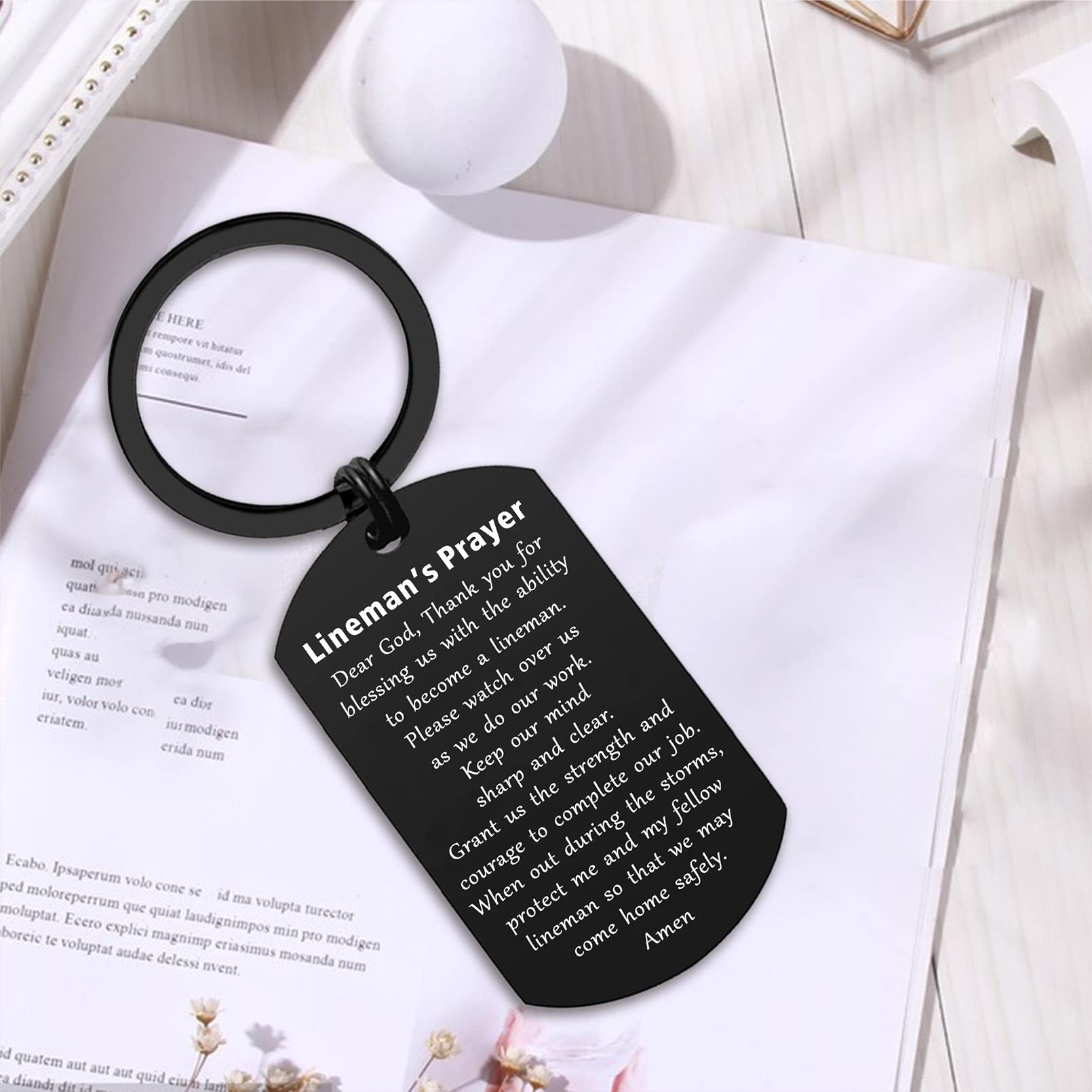 ENGZHI Lineman Gifts for Men - God Please Watch Over Us - Linemans Prayer Keychain Gifts for Him Husband Boyfriend