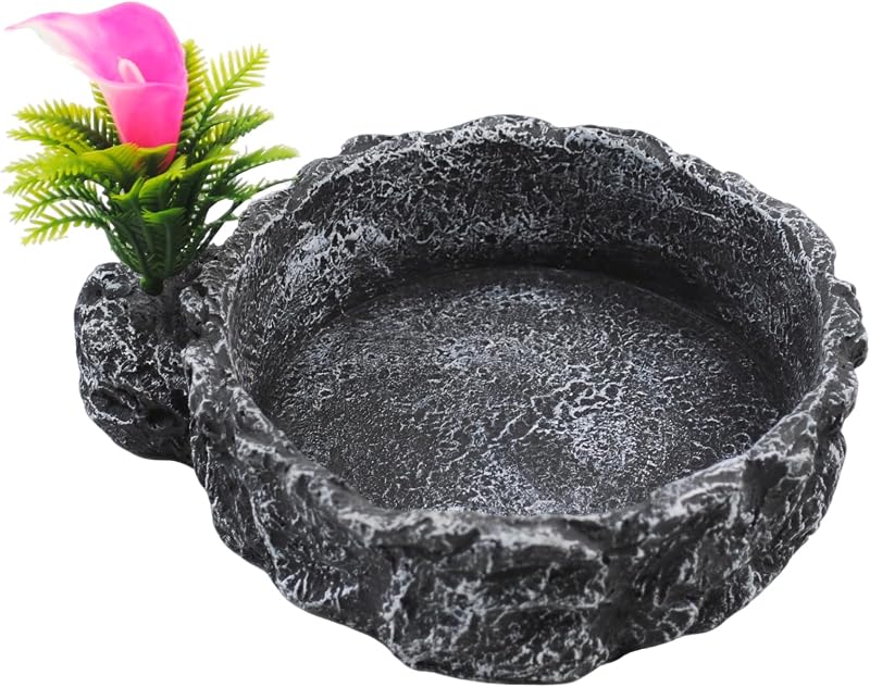 Tigela para Répteis em Resina com Textura de Pedra MUYG BJY101 – 12,93 x 12,93 x 3,61 cm