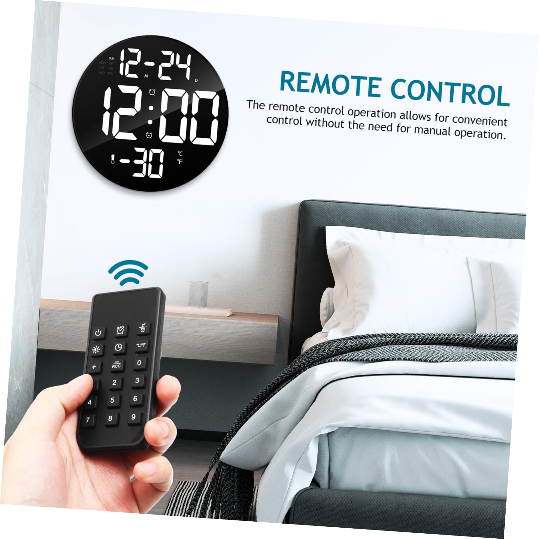 Garneck Reloj Colgante Reloj Digital Pantalla Gran De Pared Alarma Digital Led De Pared con Fecha para Dormitorio
