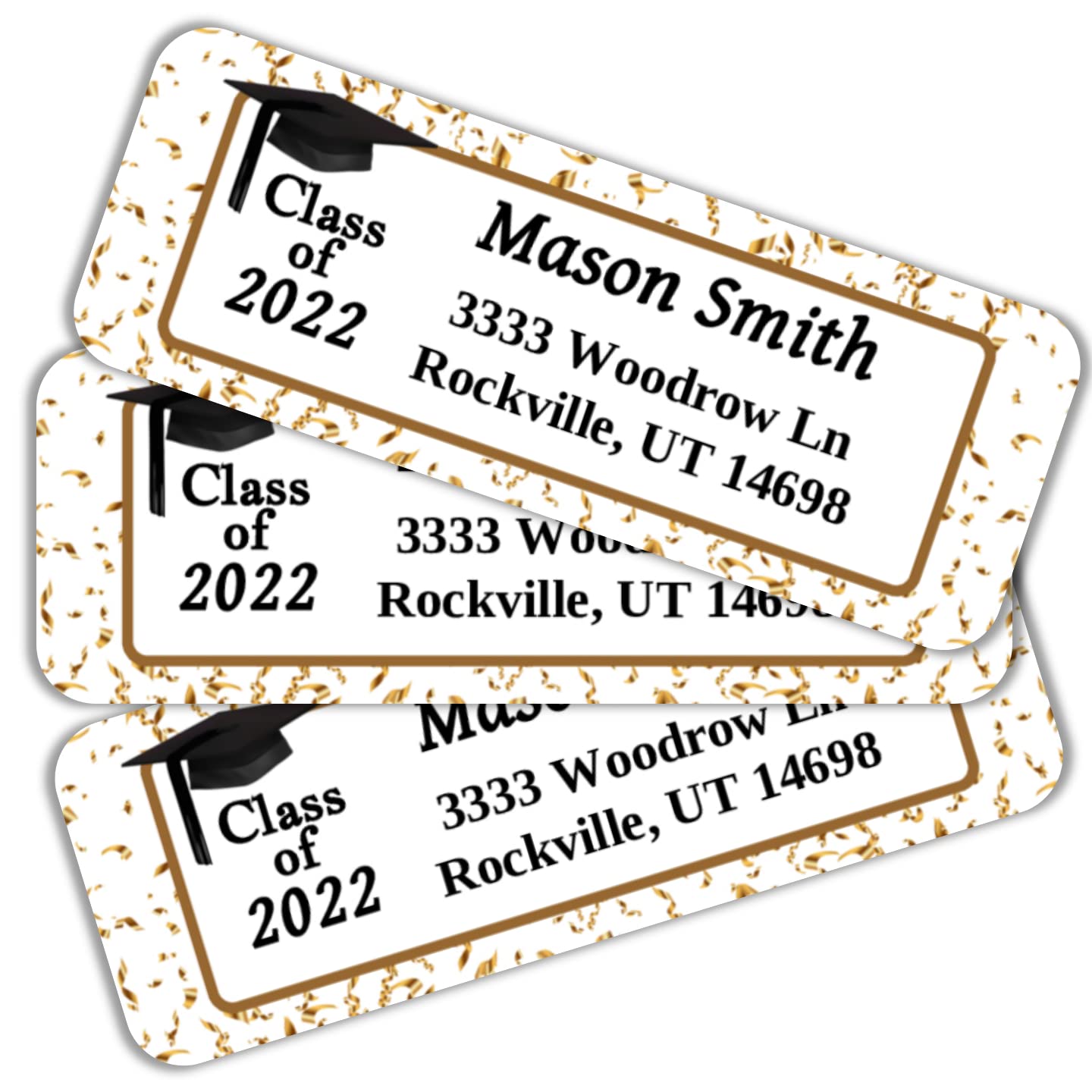 60 Personalized graduation return address labels, class of