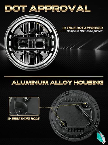 Miniatura 10 de Faros delanteros LED de 7 pulgadas aprobados por DOT para Jeep Wrangler JK LJ CJ TJ 1997-2018, faros Hummer H1 H2-2020 de patente exclusiva.