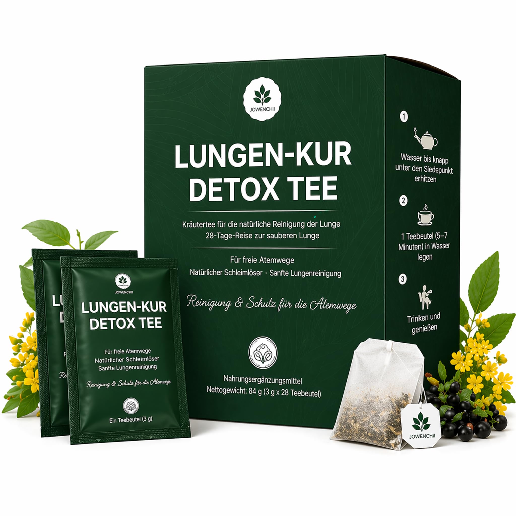Detox Tee, 28 Tage Kräutertee für Abnehmen & Lungenreinigung und Unterstützung der Atemwege