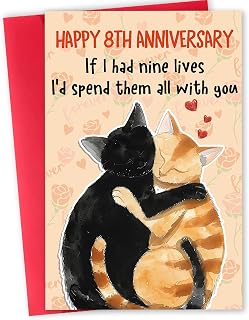 Funny 8th Anniversary Card for Husband Wife, Unique 8 Year Iron Anniversary Card Gifts for Him Her, Romantic 8th Weeding Card for Boyfriend Girlfriend Women Men