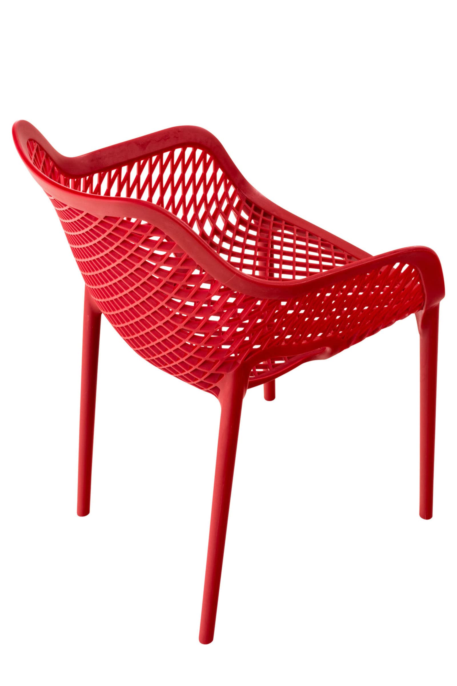 CLP Gartenstuhl 2er Set, stapelbar, wetterfest, modern, Kunststoff Gestell, Nicht verstellbare Armlehnen & Rückenlehne, Air XL, Farbe:rot