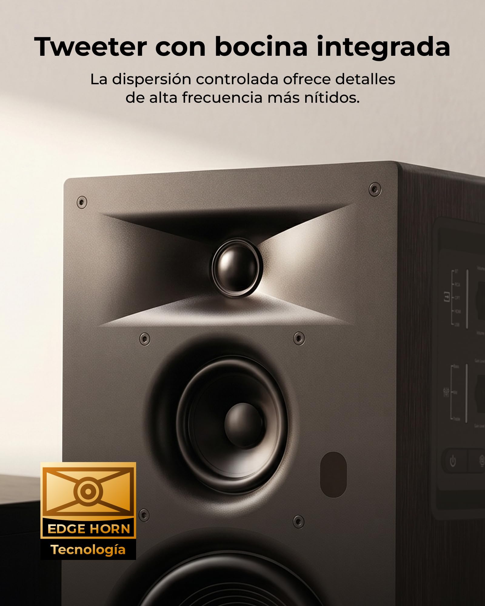 ULTIMEA Altavoces Activos de Estantería de 3 Vías, Woofer de 5,25", 70 W RMS, Control por App, Edge Horn y BassMX, Salida Sub y HDMI ARC, Altavoz Tunetable, Bluetooth/AUX/Óptico, BS-3