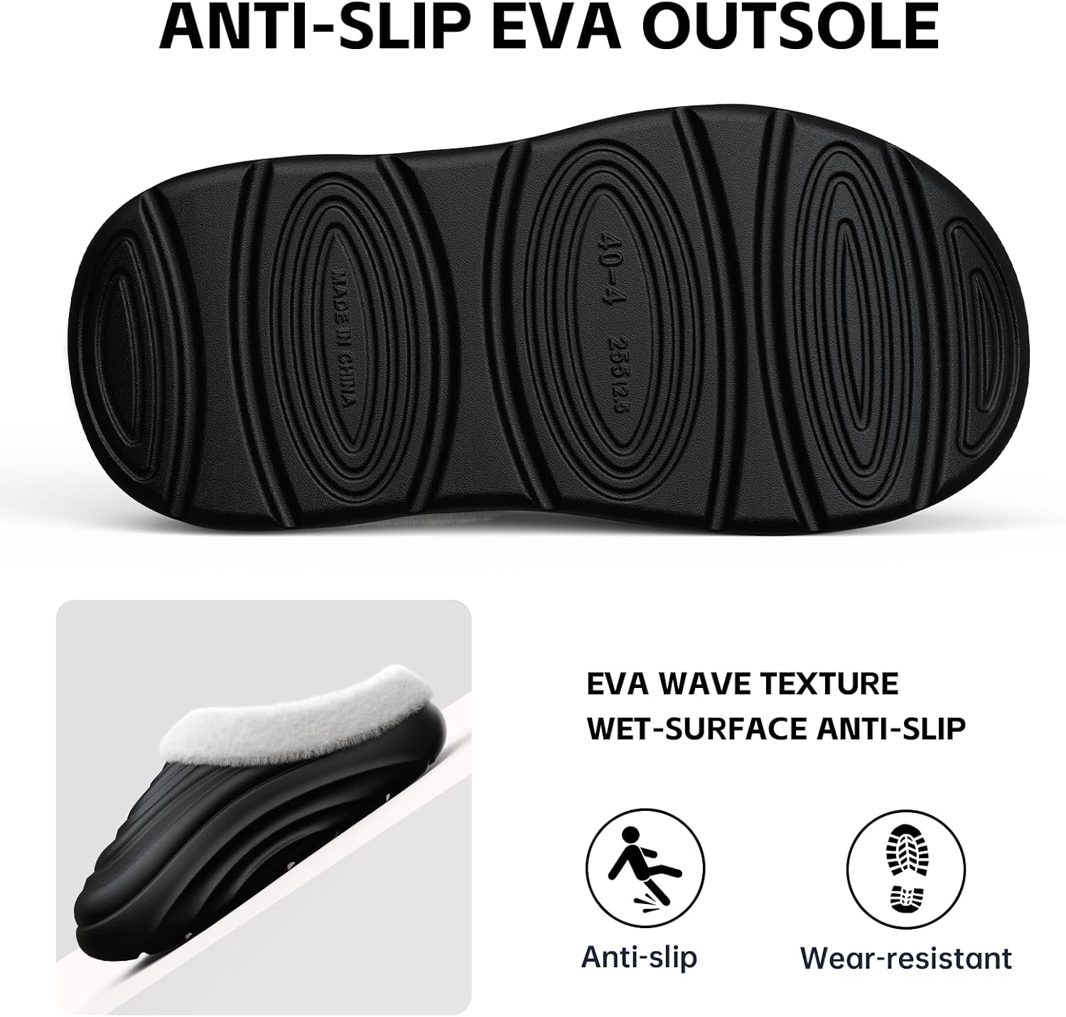 Waterproof Winter Slippers for Outdoor, Fluffy Fleece Lined Non-Slip Garden Clogs for Women Men, Indoor Outdoor Warm House Shoes with Non-Slip Sole