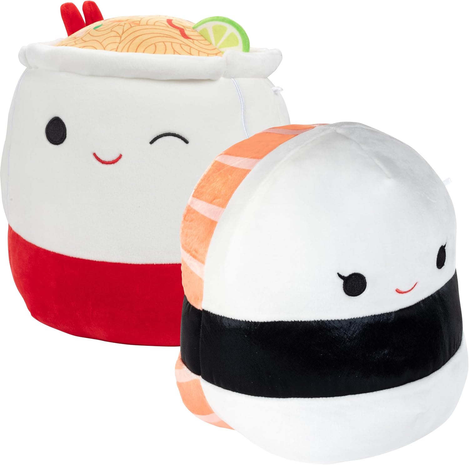 Squishmallows 10-Inch 2-Squish 2025 Food Value Pack Sushi & Noodles - Get Two Jumbo 10" Official Jazwares Plush for Less - Soft Squishy Stuffed Animal Toy - Gift Set for Kids, Girls & Boys