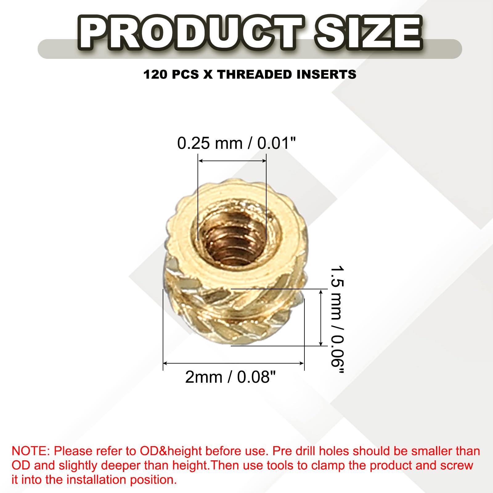 PATIKIL M1 Threaded Inserts M1x1.5x2mm - Image 2