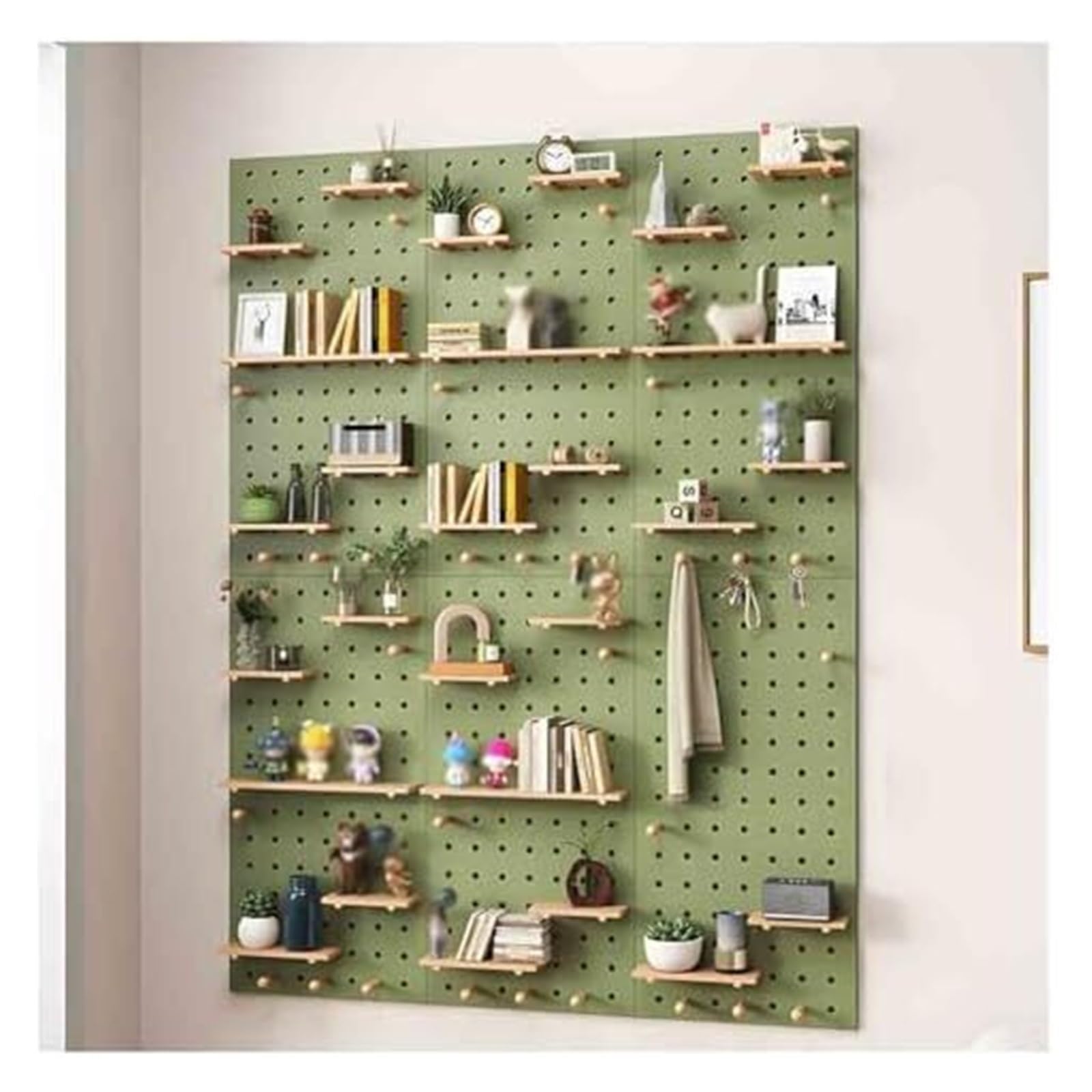 Pannello forato da parete in legno, pannello spesso per casa, ufficio e configurazione di gioco, 60 x 120 cm, bianco, soluzione versatile per riporre oggetti artigianali e decorazioni